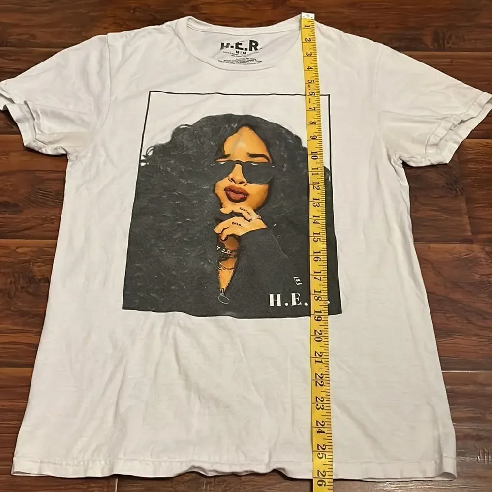 H.E.R Singer Artist White Graphic T-Shirt Concert Festival